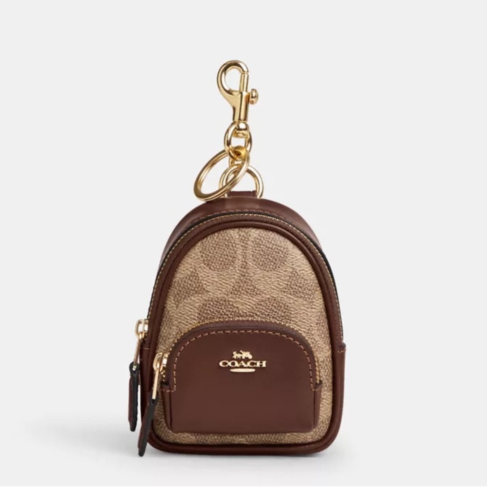 Coach Tan and Brown Mini Backpack Charm - Picture 7 of 9